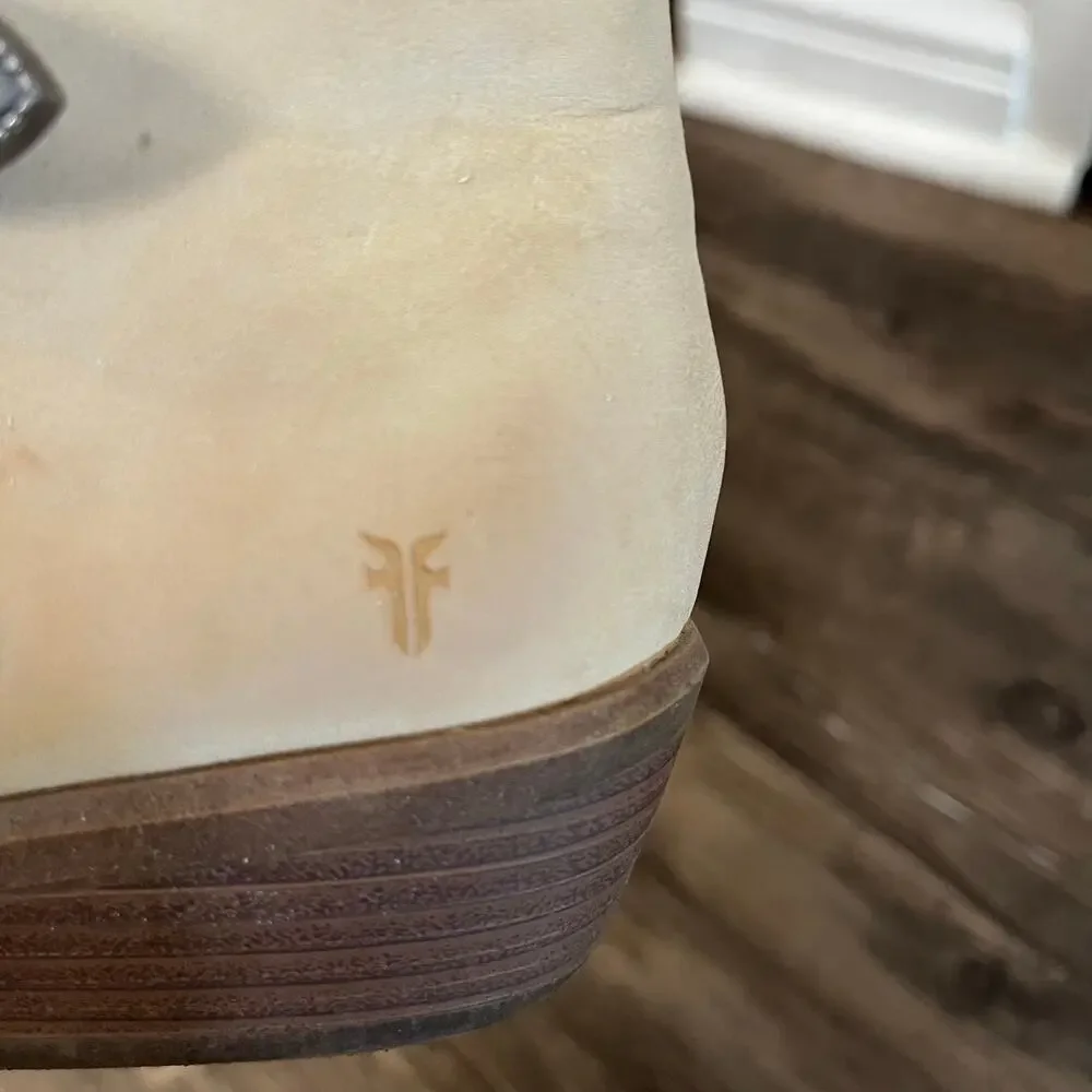 Frye Ellen Studs Ankle Boots Light Tan Leather Women’s 6.5 36 Boho Cowgirl Rodeo - Picture 6 of 8